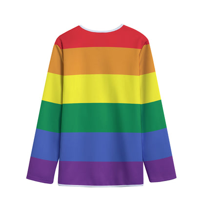 LGBT Pride Rainbow Striped Print Long Sleeve Short Coat