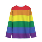 LGBT Pride Rainbow Striped Print Long Sleeve Short Coat