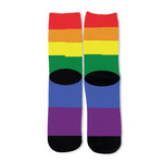 LGBT Pride Rainbow Striped Print Long Socks