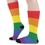 LGBT Pride Rainbow Striped Print Long Socks