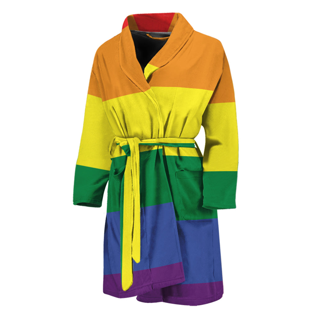 LGBT Pride Rainbow Striped Print Men's Bathrobe