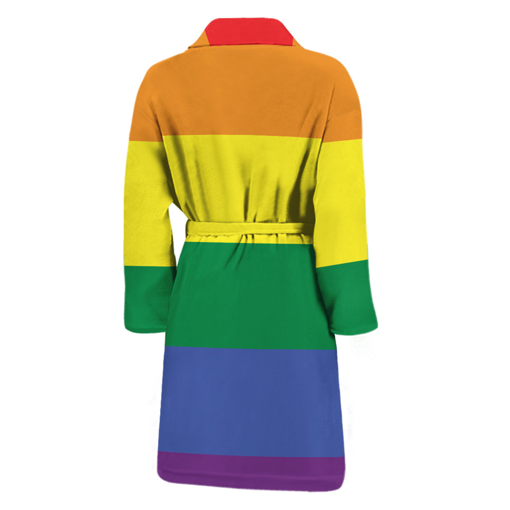 LGBT Pride Rainbow Striped Print Men's Bathrobe
