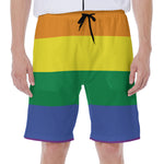 LGBT Pride Rainbow Striped Print Men's Beach Shorts