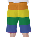 LGBT Pride Rainbow Striped Print Men's Beach Shorts