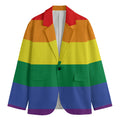 LGBT Pride Rainbow Striped Print Men's Blazer