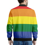 LGBT Pride Rainbow Striped Print Men's Bomber Jacket