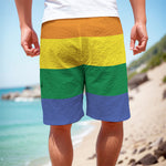 LGBT Pride Rainbow Striped Print Men's Cargo Shorts