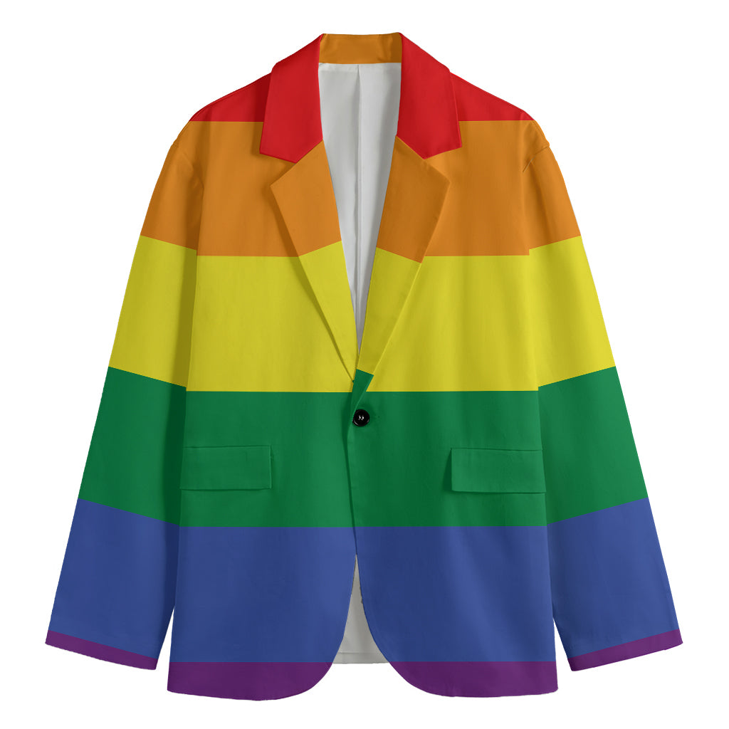 LGBT Pride Rainbow Striped Print Men's Cotton Blazer