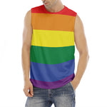 LGBT Pride Rainbow Striped Print Men's Fitness Tank Top