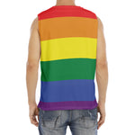 LGBT Pride Rainbow Striped Print Men's Fitness Tank Top