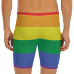 LGBT Pride Rainbow Striped Print Men's Long Boxer Briefs