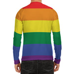 LGBT Pride Rainbow Striped Print Men's Long Sleeve Rash Guard