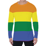LGBT Pride Rainbow Striped Print Men's Long Sleeve T-Shirt