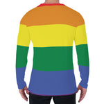 LGBT Pride Rainbow Striped Print Men's Long Sleeve T-Shirt