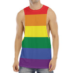 LGBT Pride Rainbow Striped Print Men's Muscle Tank Top