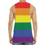 LGBT Pride Rainbow Striped Print Men's Muscle Tank Top