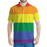 LGBT Pride Rainbow Striped Print Men's Polo Shirt