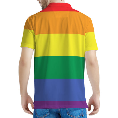 LGBT Pride Rainbow Striped Print Men's Polo Shirt