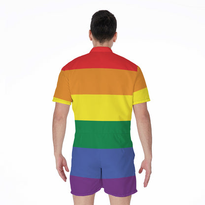LGBT Pride Rainbow Striped Print Men's Rompers