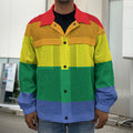 LGBT Pride Rainbow Striped Print Men's Shirt Jacket