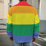 LGBT Pride Rainbow Striped Print Men's Shirt Jacket