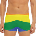 LGBT Pride Rainbow Striped Print Men's Short Boxer Briefs
