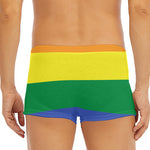 LGBT Pride Rainbow Striped Print Men's Short Boxer Briefs