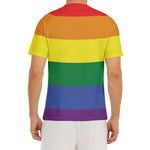 LGBT Pride Rainbow Striped Print Men's Short Sleeve Rash Guard