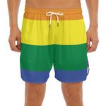 LGBT Pride Rainbow Striped Print Men's Split Running Shorts
