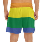 LGBT Pride Rainbow Striped Print Men's Split Running Shorts