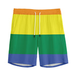 LGBT Pride Rainbow Striped Print Men's Sports Shorts