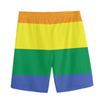 LGBT Pride Rainbow Striped Print Men's Sports Shorts