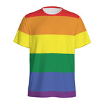 LGBT Pride Rainbow Striped Print Men's Sports T-Shirt