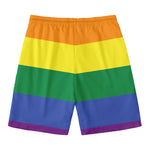 LGBT Pride Rainbow Striped Print Men's Swim Trunks