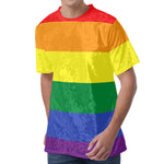 LGBT Pride Rainbow Striped Print Men's Velvet T-Shirt