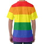 LGBT Pride Rainbow Striped Print Men's Velvet T-Shirt