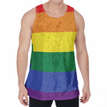 LGBT Pride Rainbow Striped Print Men's Velvet Tank Top