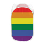 LGBT Pride Rainbow Striped Print Mesh Laundry Hamper