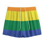 LGBT Pride Rainbow Striped Print Mesh Shorts