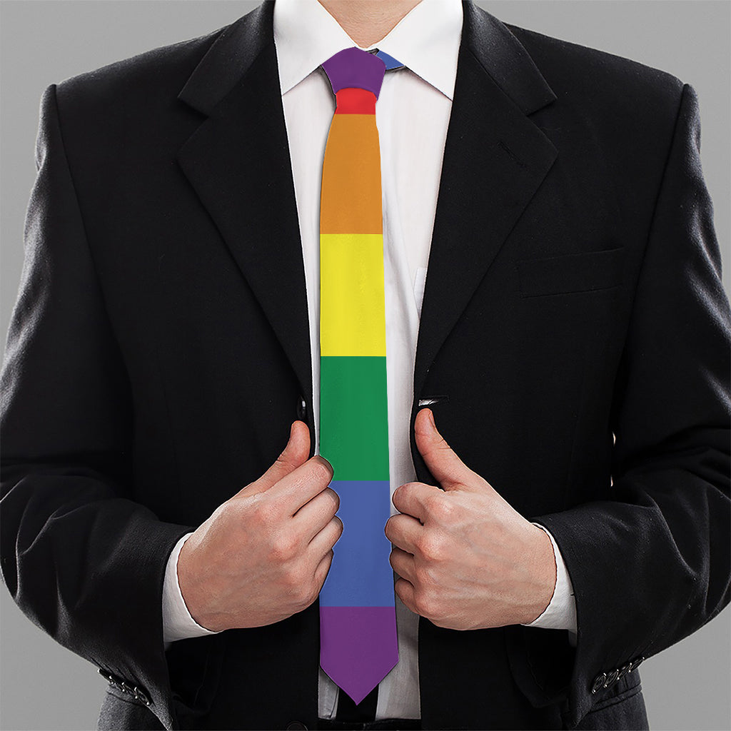 LGBT Pride Rainbow Striped Print Necktie