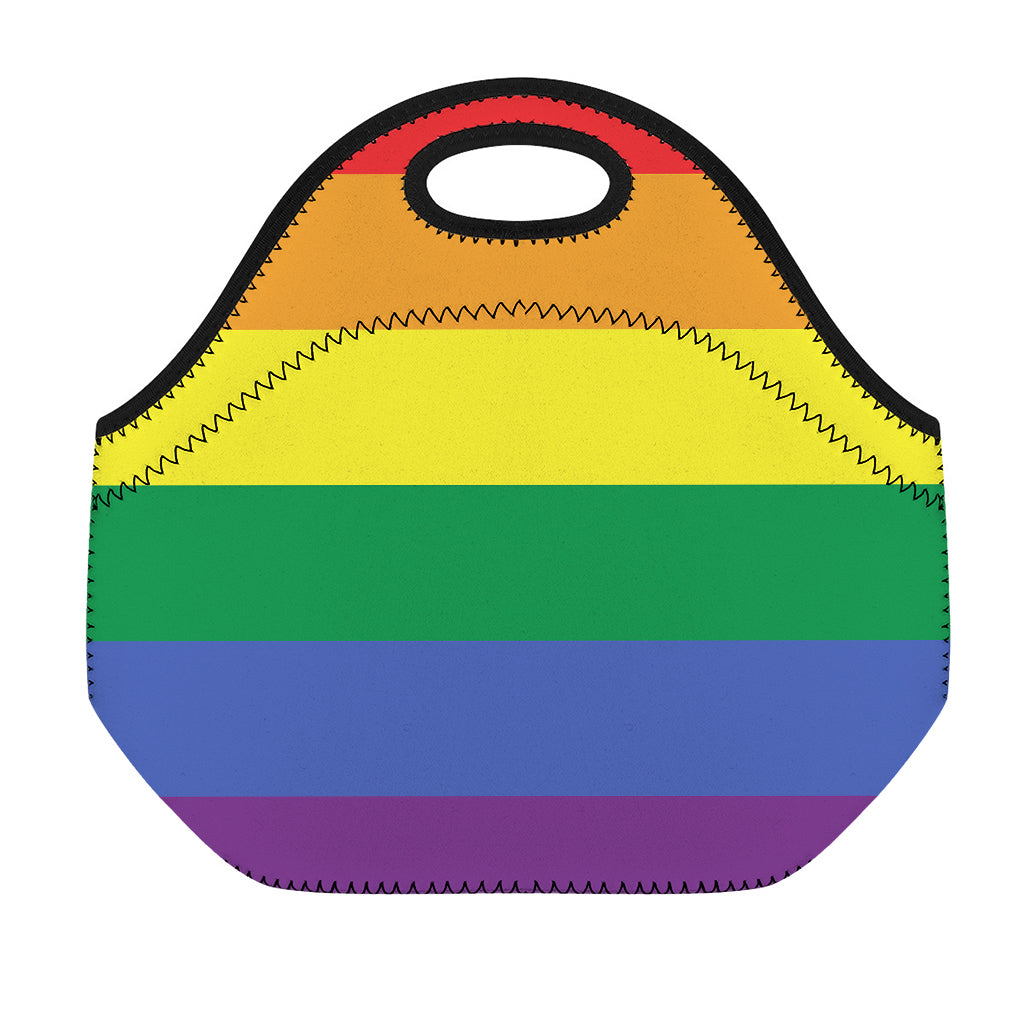 LGBT Pride Rainbow Striped Print Neoprene Lunch Bag