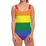LGBT Pride Rainbow Striped Print One Piece Swimsuit
