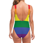 LGBT Pride Rainbow Striped Print One Piece Swimsuit