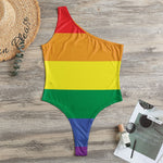 LGBT Pride Rainbow Striped Print One Shoulder Bodysuit