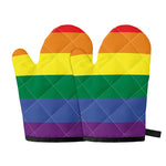 LGBT Pride Rainbow Striped Print Oven Mitts
