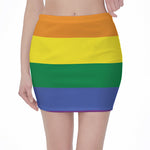 LGBT Pride Rainbow Striped Print Pencil Mini Skirt