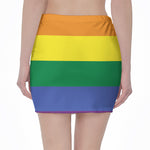 LGBT Pride Rainbow Striped Print Pencil Mini Skirt