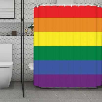 LGBT Pride Rainbow Striped Print Polyester Shower Curtain