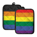 LGBT Pride Rainbow Striped Print Pot Holders With Pocket