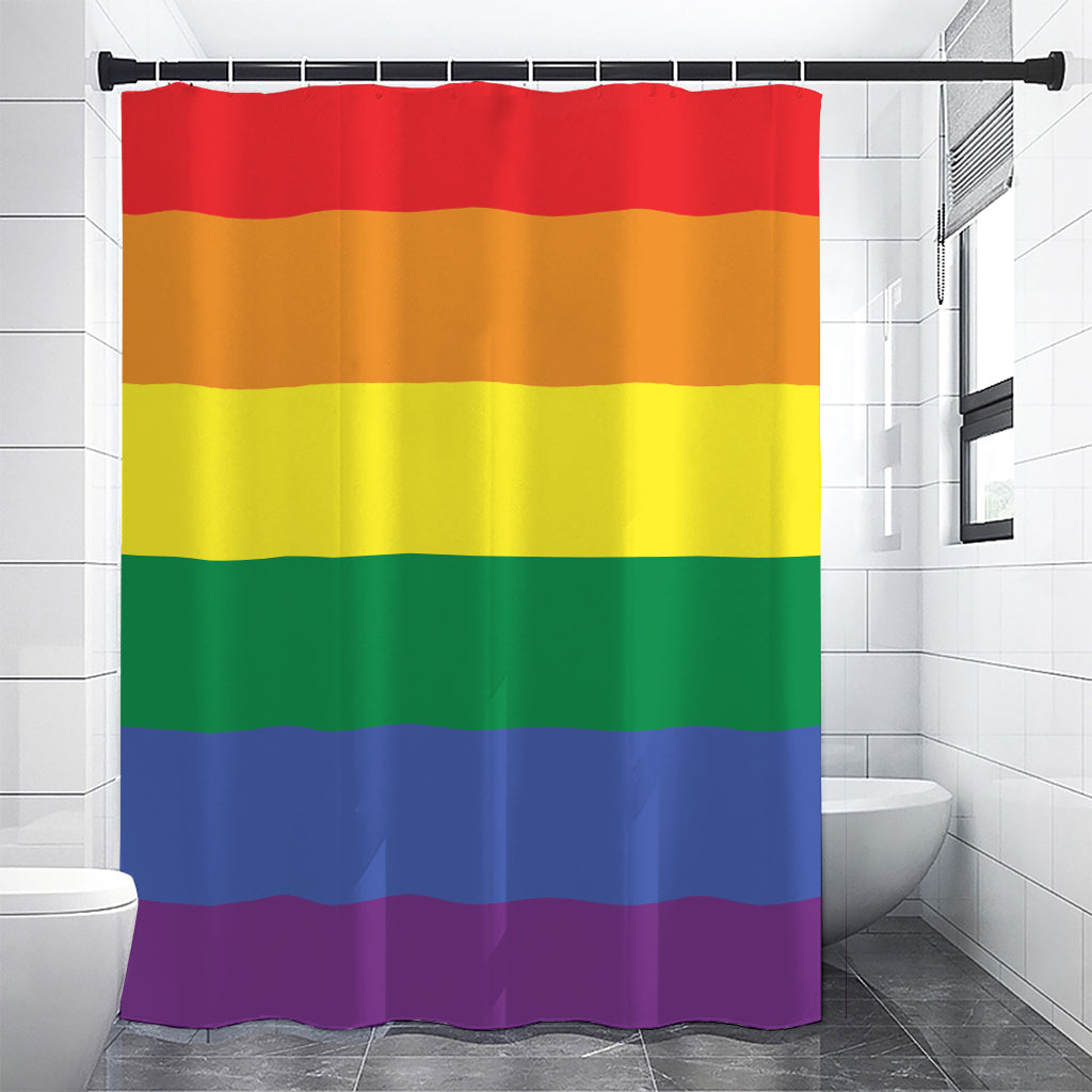 LGBT Pride Rainbow Striped Print Premium Shower Curtain